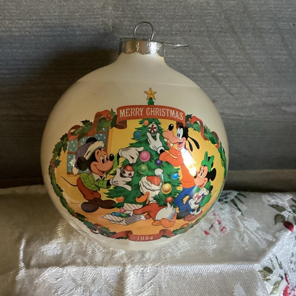 Vtg Mickey Mouse Christmas Ornament 1984 Glass